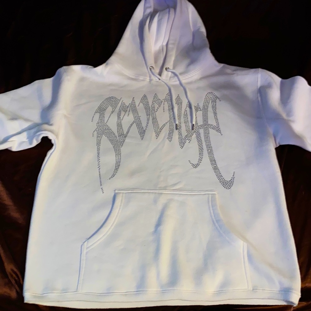 White Revenge Clothing Hoodie/ Skull Design on the back